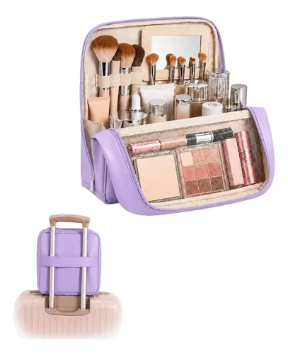 Large Makeup Organizer Bag, Pu Leather Travel Cosmetic Case