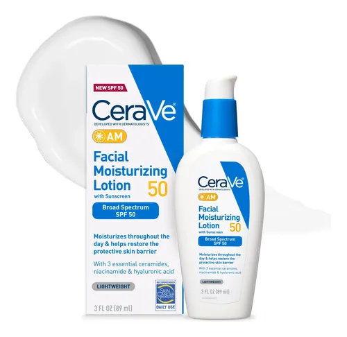 Loción Hidratante Facial Cerave Am Spf 50, 3 Onzas