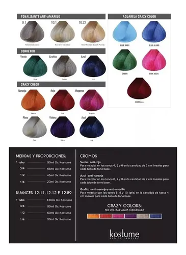 Pack X5 Tintura Kostume Kolor 60gr Coloración Peluquería