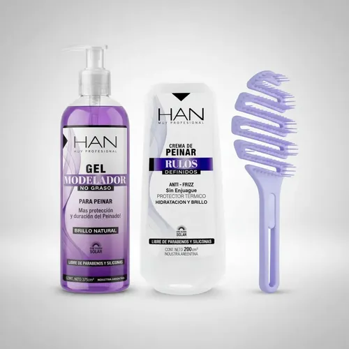 Han Kit Rulos Gel Modelador + Crema De Peinar+ Cepillo Curly