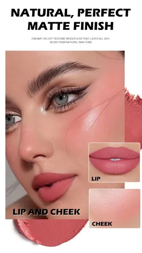 Kit 3 Piezas Rubor En Crema Apilable Labios Mejillas Mate