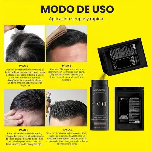 Recarga 25g Fibras Capilares Sevich Pelo En Polvo Color Dark Brown Castaño Oscuro