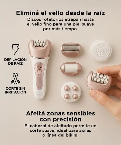 Maquina Depiladora Care by Gadnic D12 Electrica Corporal 2 Velocidades Recargable LED Silenciosa