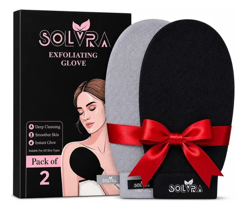 Guantes Exfoliantes Solvra Doble Textura 2 Uds Negro Gris