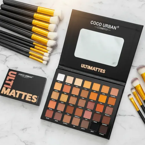 Paleta De Sombras Coco Urban 35 Tonos +10 Brochas Kabuki