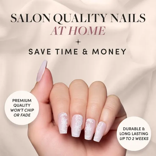 Uñas Postizas Lace Blush Glamnetic Con Pegamento Y