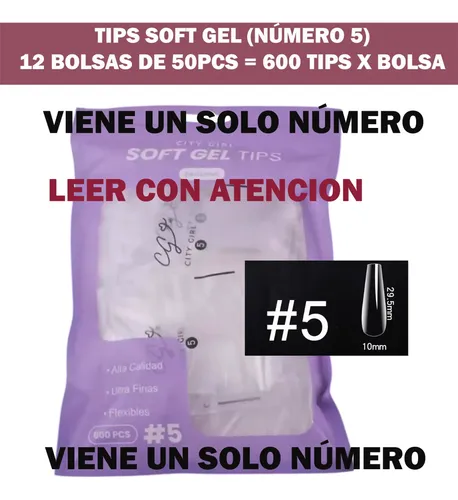 Tips Soft Gel Ballerina (viene Unico Número 5) Transparente