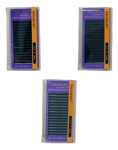 Kit Nagaraku Extensiones De Pestañas Clásicas 0.15 Curva C Largos 8 Al 10 Mm