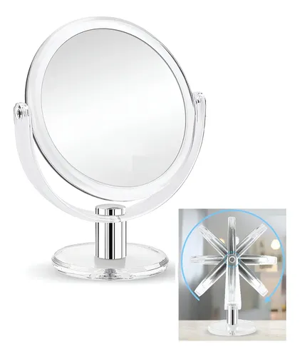 Espejo Vidrio Doble Aumento X3 23cm Alt X 17cm Acrílico 360