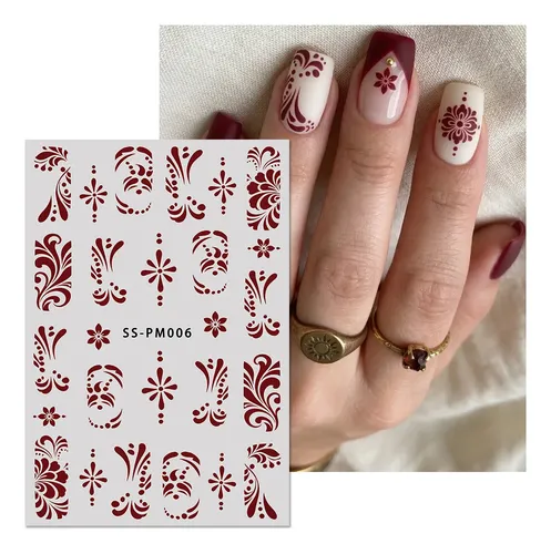 Prima Calcomanías For Uñas 3 Hojas Flores Retro Y Luna 3pcs