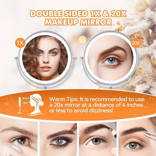 Espejo Maquillaje Iluminado Con Aumento 20x