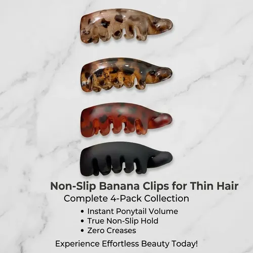 Pinzas Para El Pelo De Acrílico Negro Ámbar Vintage Con Form