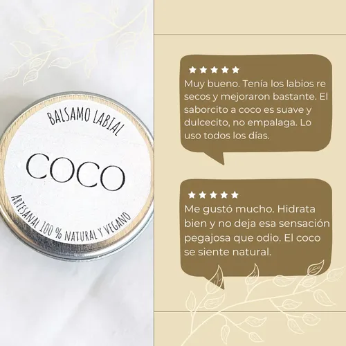 Protector Labial Bálsamo Sabor Coco Natural Cacao Humecta