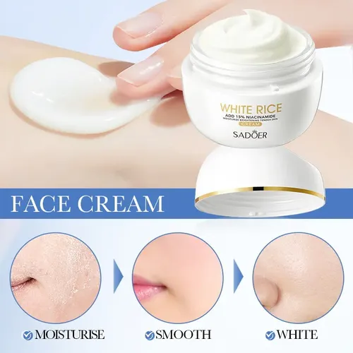 Crema Facial Aclarante con Arroz Niacinamida 15% Día/Noche 50g Sadoer