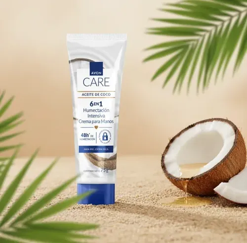 Crema De Manos CON Aceite De Coco 48H 6 en 1 Avon Care 75G