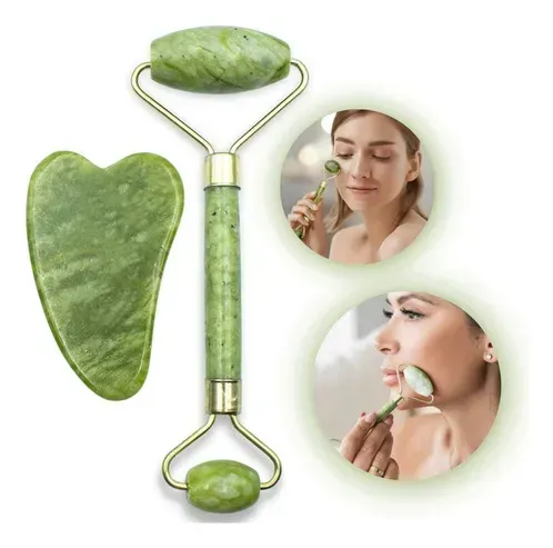 Masajeador Facial Jw Pro Pedra Jade Roller + Guasha Cor