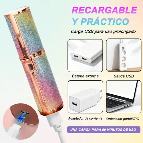 – Depiladora Facial Electrica Mujer 2 En 1, Recargable Usb