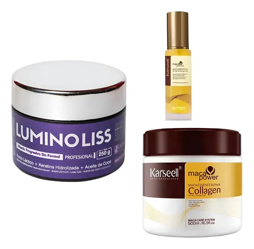 Alisado Lumino Liss 250g S/formol + Mascara Karseell + Serum