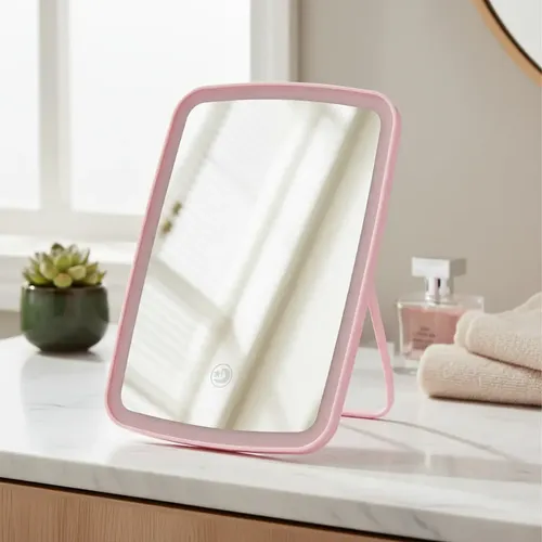Espejo Led Portátil Recargable 3 Tonos De Luz Maquillaje