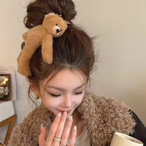 Adorable Pinza Para El Pelo Con Forma De Oso De Peluche Para