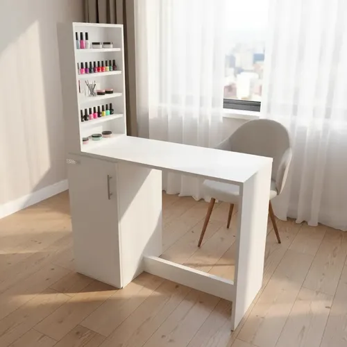 Mesa Manicura Con Porta Esmaltes Blanco Liso