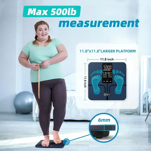 Lepulse Báscula De Grasa Corporal Sin App, 500lb Báscula…