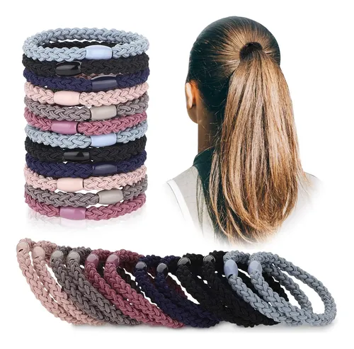 12 Lazos De Algodón Trenzados For El Cabello, Gomas