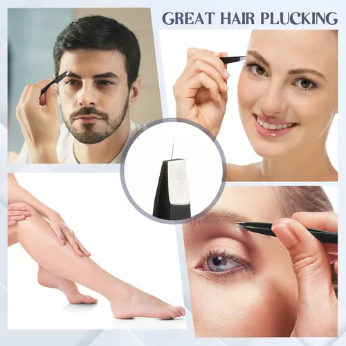 Juego De 12 Pinzas Para Cejas Lasnten Modelo 4 En 1 Negro