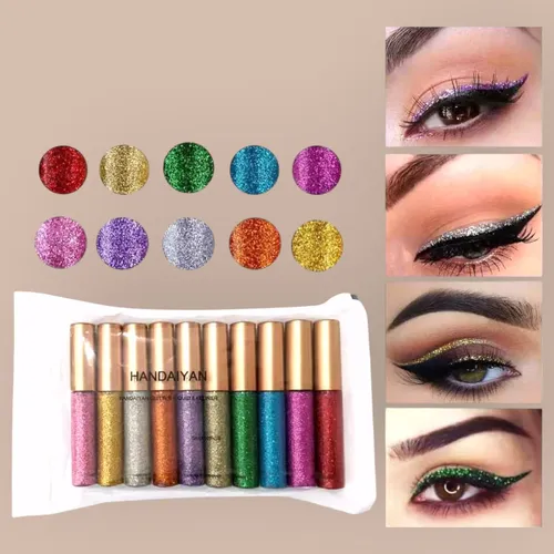 Delineadores Líquidos Con Glitter Set De 10 Colores