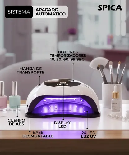 Cabina De Uñas SPICA Luz Led Secado Uv 120w Manos Y Pies Color Blanco/Negro