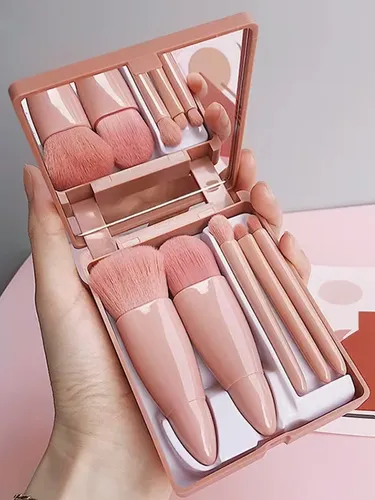 P/j Set 5 Brochas De Maquillaje Con Estuche Tipo Espejo