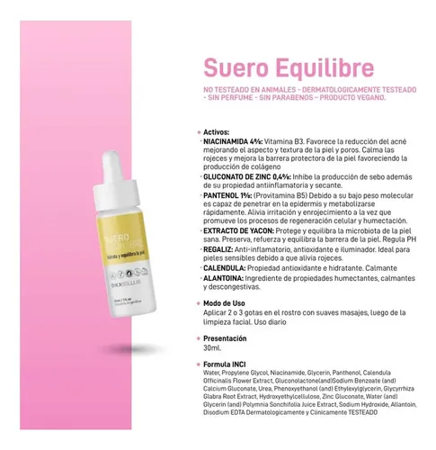 Suero Niacinamida Hialuronico Iluminador Equilibre Biobellus