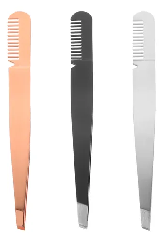 Pinzas 2 En 1 De Acero Inoxidable Para Cejas, 3 Unidades