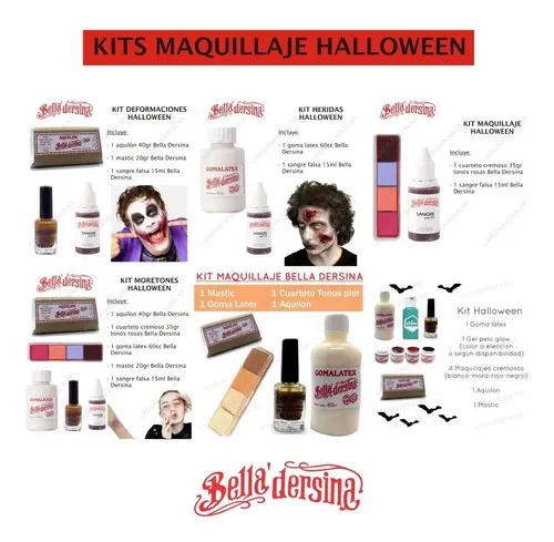 Kit Maquillaje Halloween Bella Dersina Sangre Cuarteto Mora