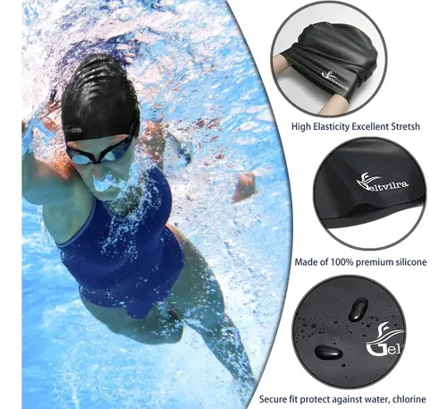 Paquete De 3 Gorras De Baño Silicona Geltvilra Extra Grande