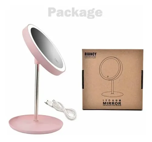 Espejo Maquillaje Luz Led Táctil 3 Tonos Usb Makeup