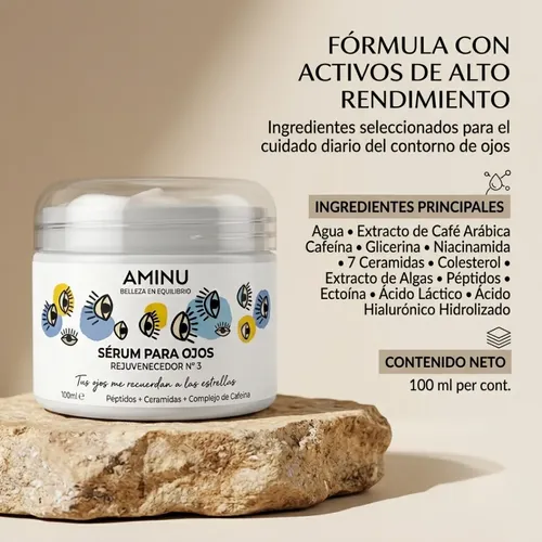 Contorno De Ojos Aminu Antiojeras Bolsas Cansancio 100ml 2×1