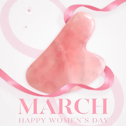 Herramienta Facial Gua Sha Baimei Rose Quartz Para Rostro Y