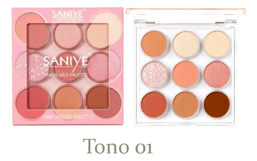 Paleta Sombras Nude Saniye Pink Nudes 9 Tonos Mate Brillos Tono 01