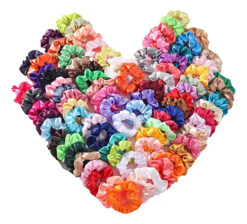 Kit 50 Donas Scrunchies Ligas Cabello Satinada 9cm &lp044 Z