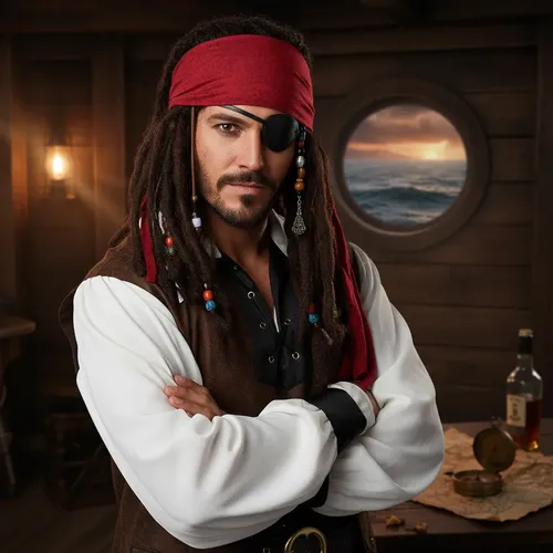 Peluca Pirata Parche Bandana Jack Sparrow Piratas Del Caribe