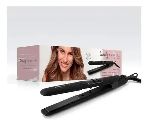 Plancha De Pelo Beauty Pampita Soft Touch Bp202 Ceramica Cts Color Negro