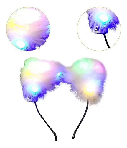 Ay 1pcs Diadema Orejas Iluminadas For El Pelo Luz Colorida