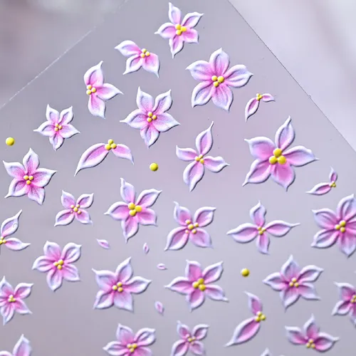 Sticker Uñas 5d Flores Cinco Pétalos 1 Lámina