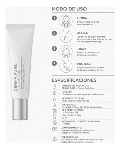 Crema Anti-acné Dermapure Ácido Salicílico Reduce Granitos