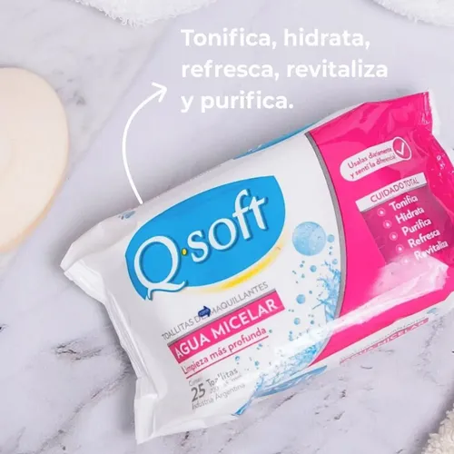 Toallitas Desmaquillantes Q-soft Agua Micelar (12 Paquetes)
