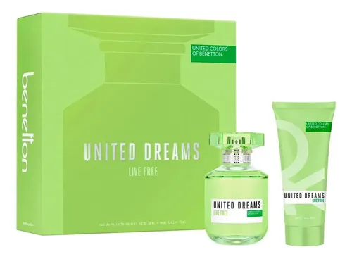 Perfume United Dreams Live Free Benetton Mujer Cofre 80 Ml + Body Lotion 75 Ml