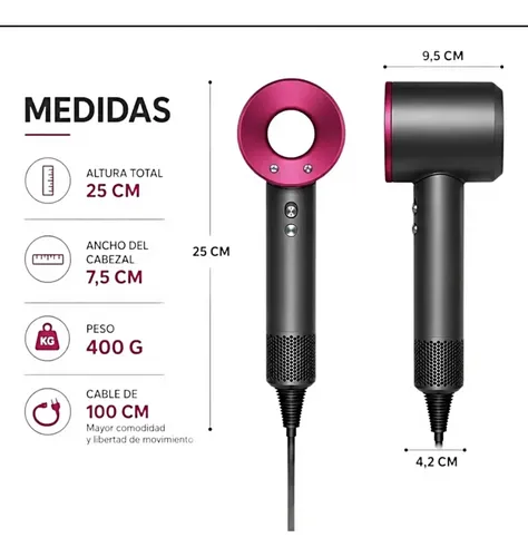 Secador Pelo Profesional Alto Potencia Aire Frío Calor