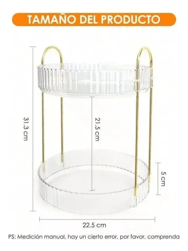 Organizador De Maquillaje De Acrílico Giratorio 2 Pisos 23cm
