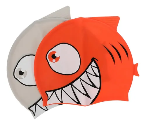 Gorro De Natación Con Forma De Pez Con Dibujos Animados, 2 U